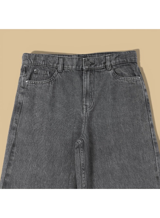 MARWAN Girls Denim Baggy Long Pants Wide Leg with Adjustable Waistband - Image 3